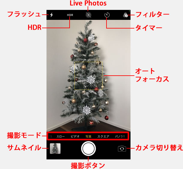 iPhone 8までの撮影画面