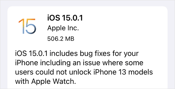 iOS 15.0.1