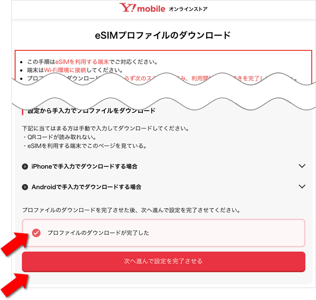 次へ進んで設定を完了させる