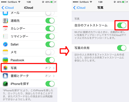 iCloud画面