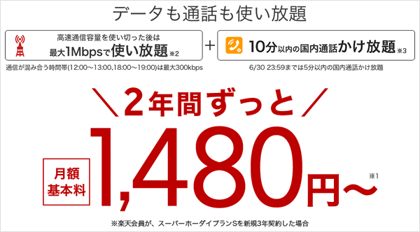 楽天モバイルの スーパーホーダイ が長期割 プランllを導入 かけ放題も10分に拡大 Teachme Iphone